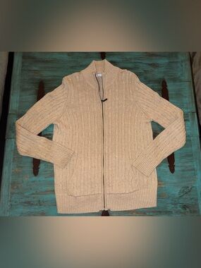 Women’s Croft & Barrow Full Zip Mockneck Cable knit Sweater